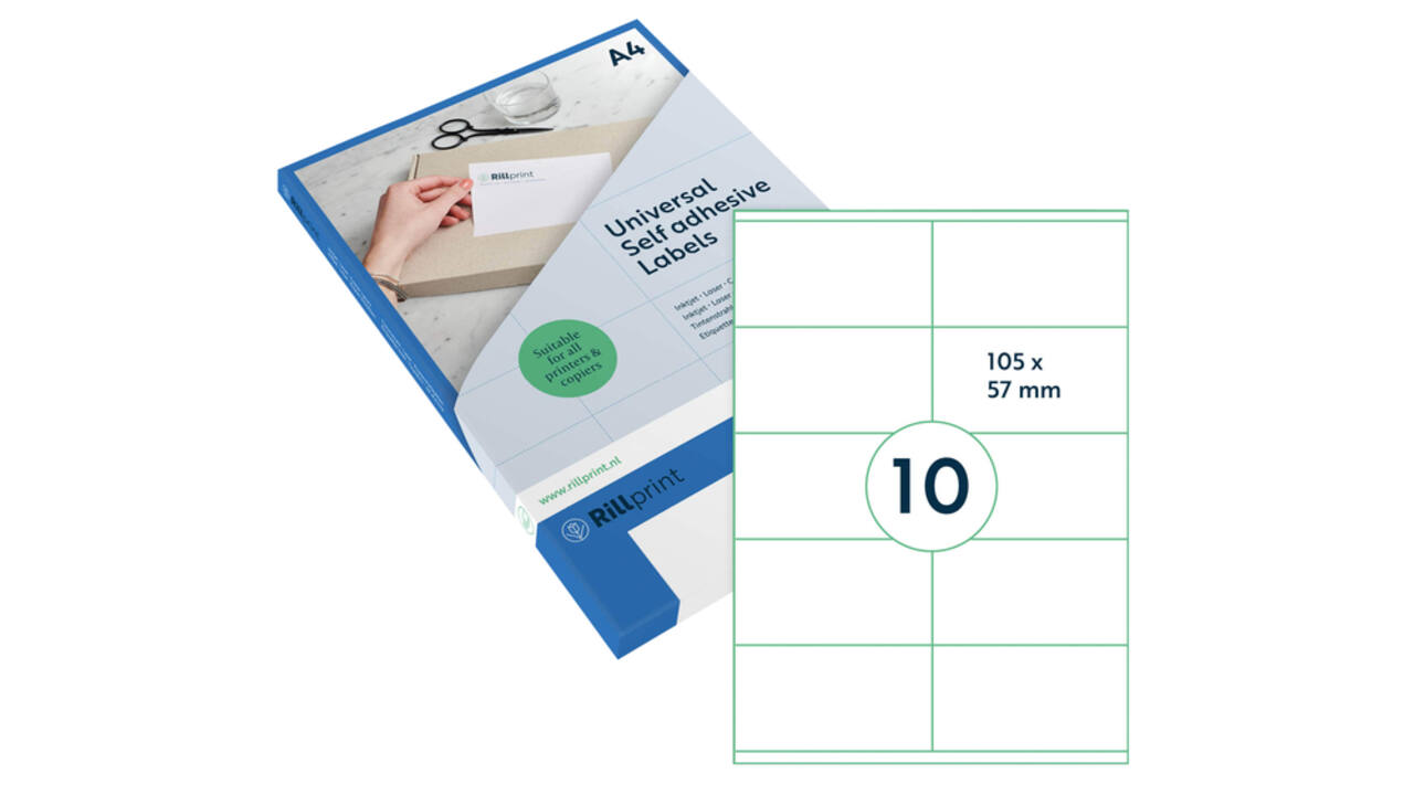 Etiket Rillprint 105x57mm mat transparant 250 stuks