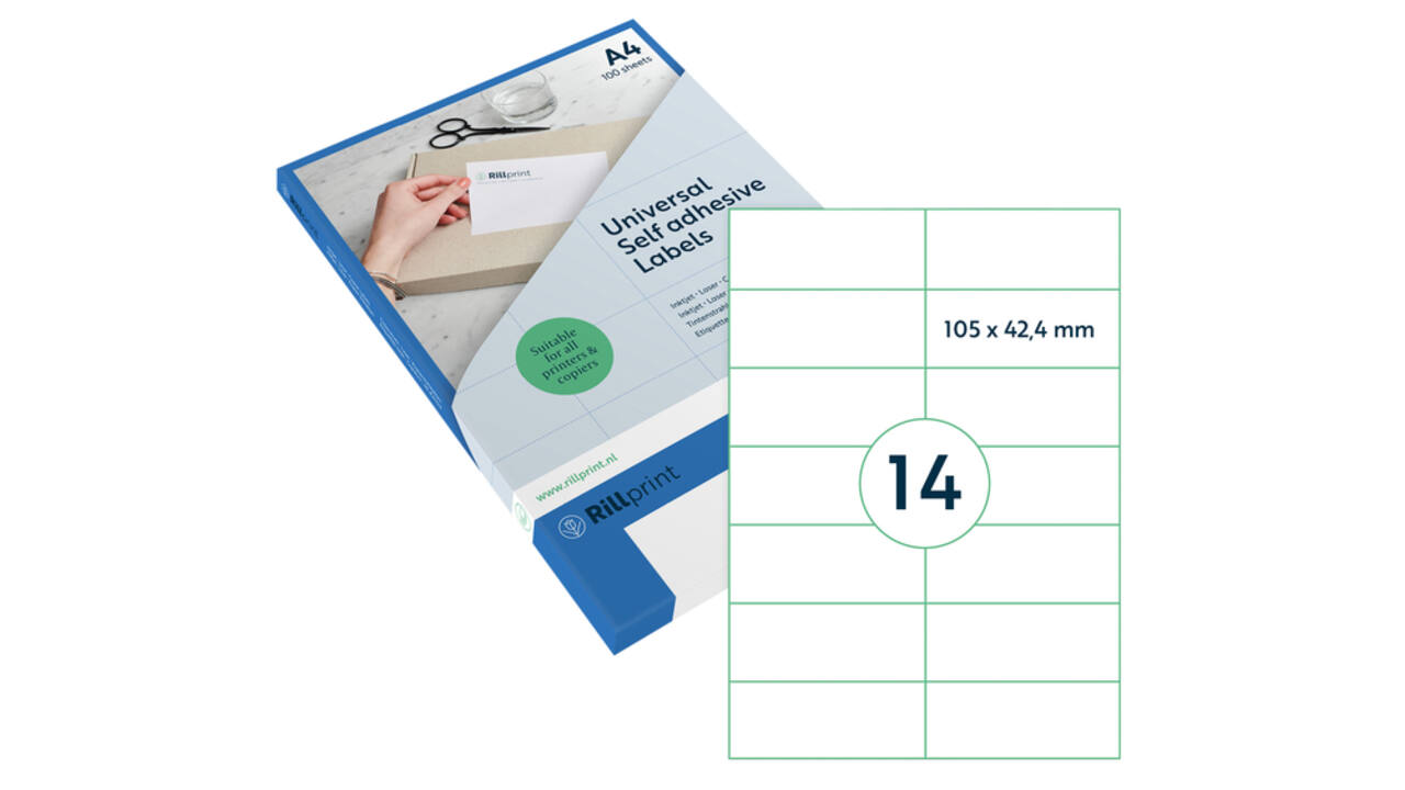 Etiket Rillprint 105x42.4mm mat transparant  350 stuks