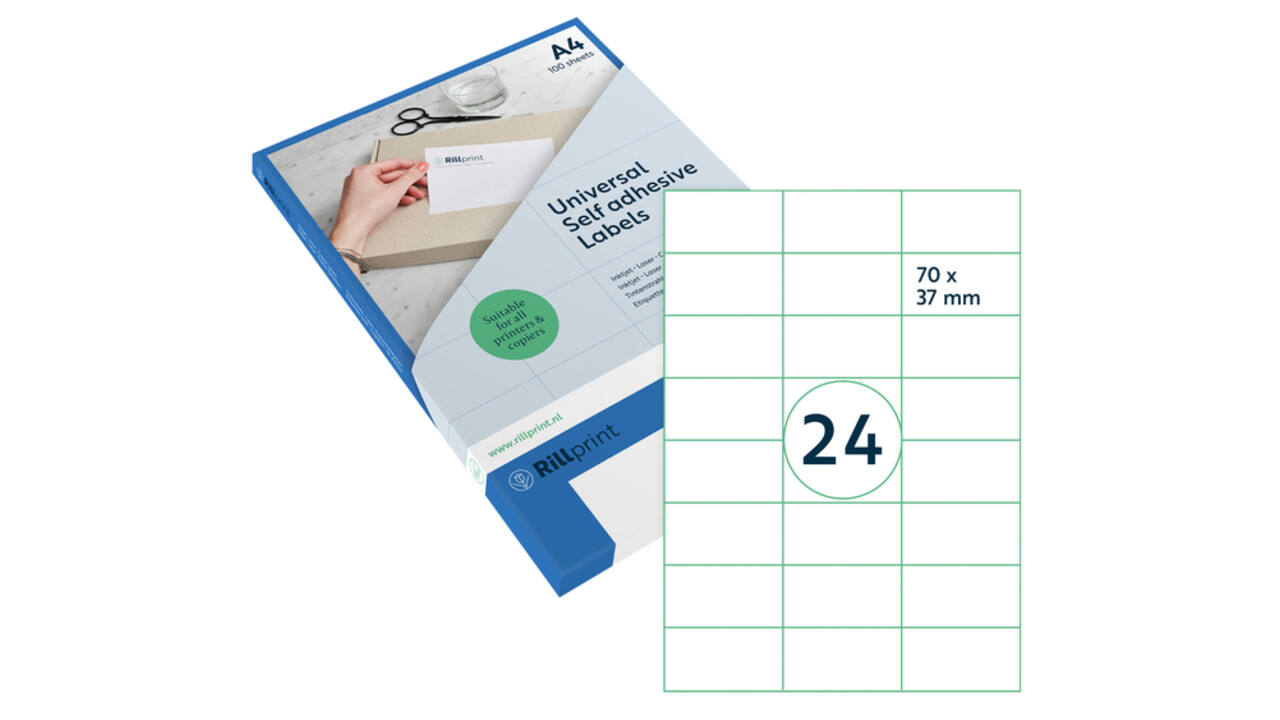 Etiket Rillprint 70x37mm mat transparant 600 stuks