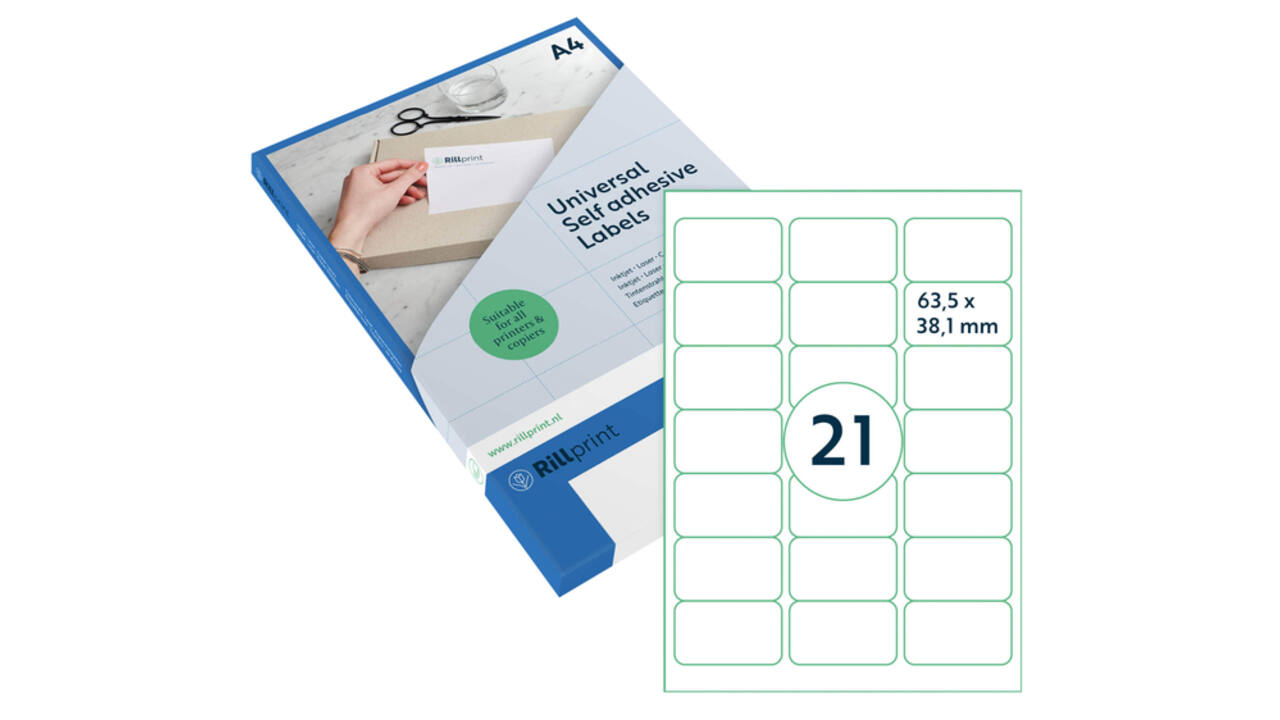 Etiket Rillprint 63.5x38.1mm mat transparant 525 stuks
