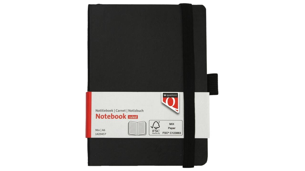 Notitieboek Quantore A6 flex lijn 192blz 80gr zwart