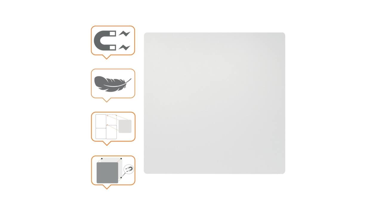 Whiteboard Nobo frameloos modulair 45x45cm