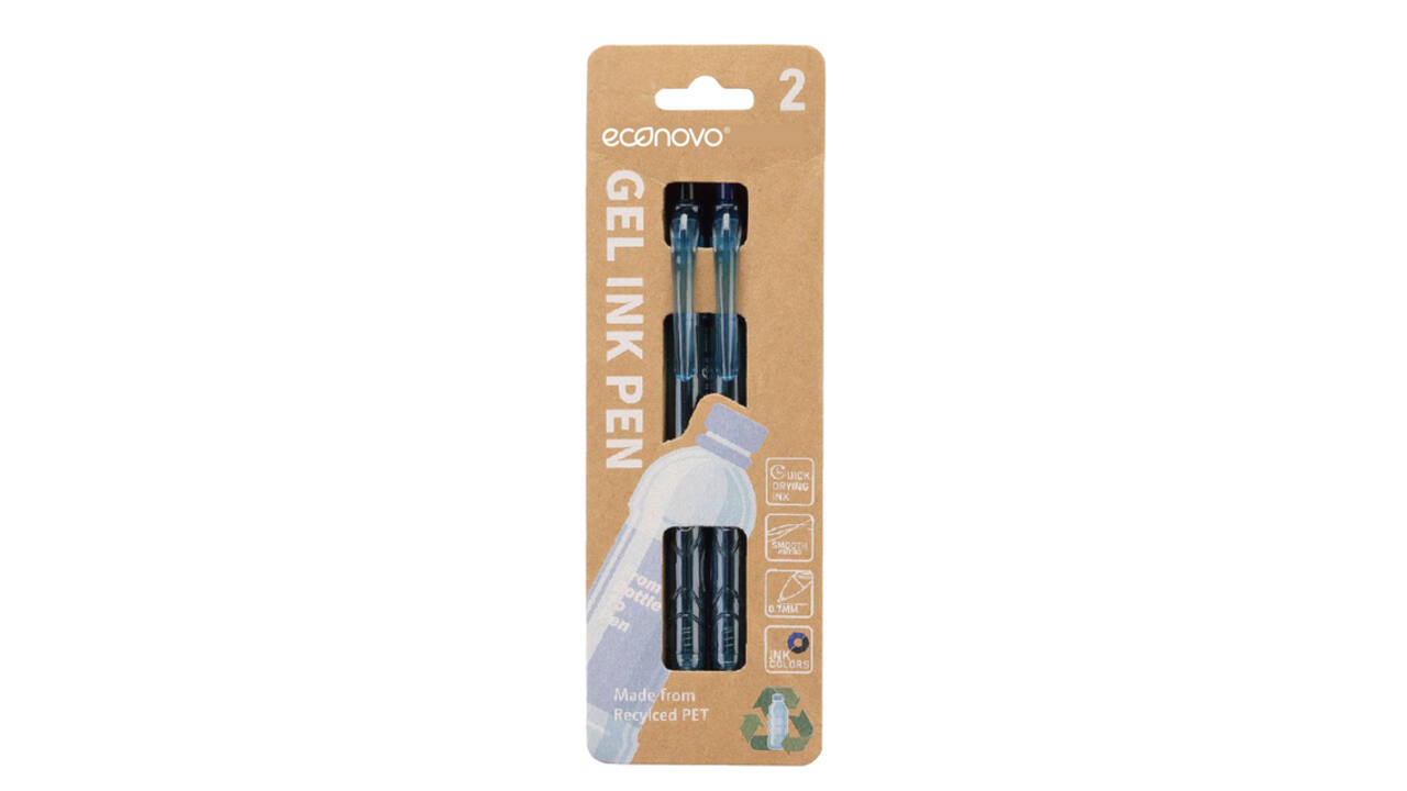 Gelschrijver Econovo 0.7mm blauw en zwart blister à 2 stuks