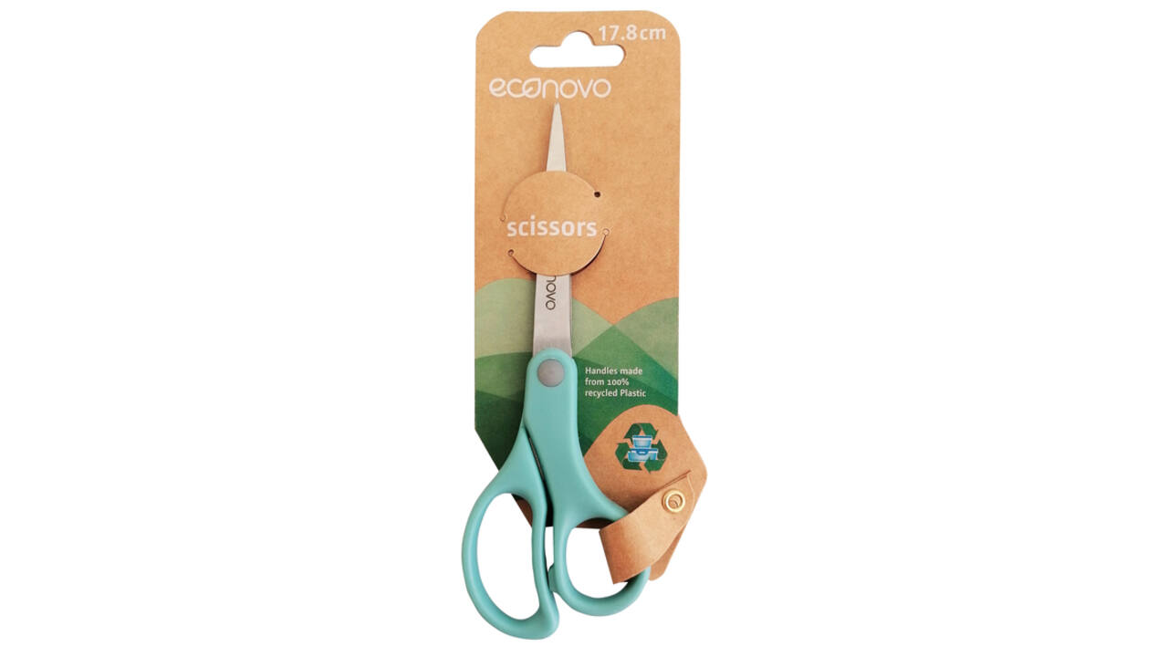 Schaar Econovo 178mm blauw blister à 1 stuk