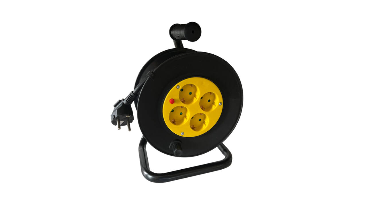 Kabelhaspel BRASQ Pro 4 voudig 10 meter zwart