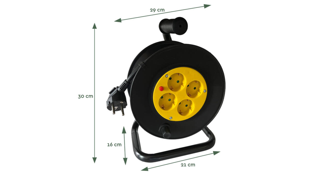 Kabelhaspel BRASQ Pro 4 voudig 10 meter zwart