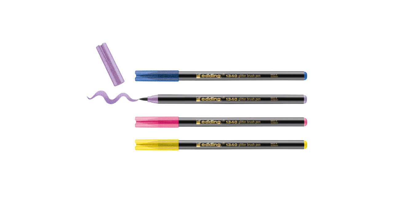 Brushpen edding 1340 glitter assorti set à 4 stuks