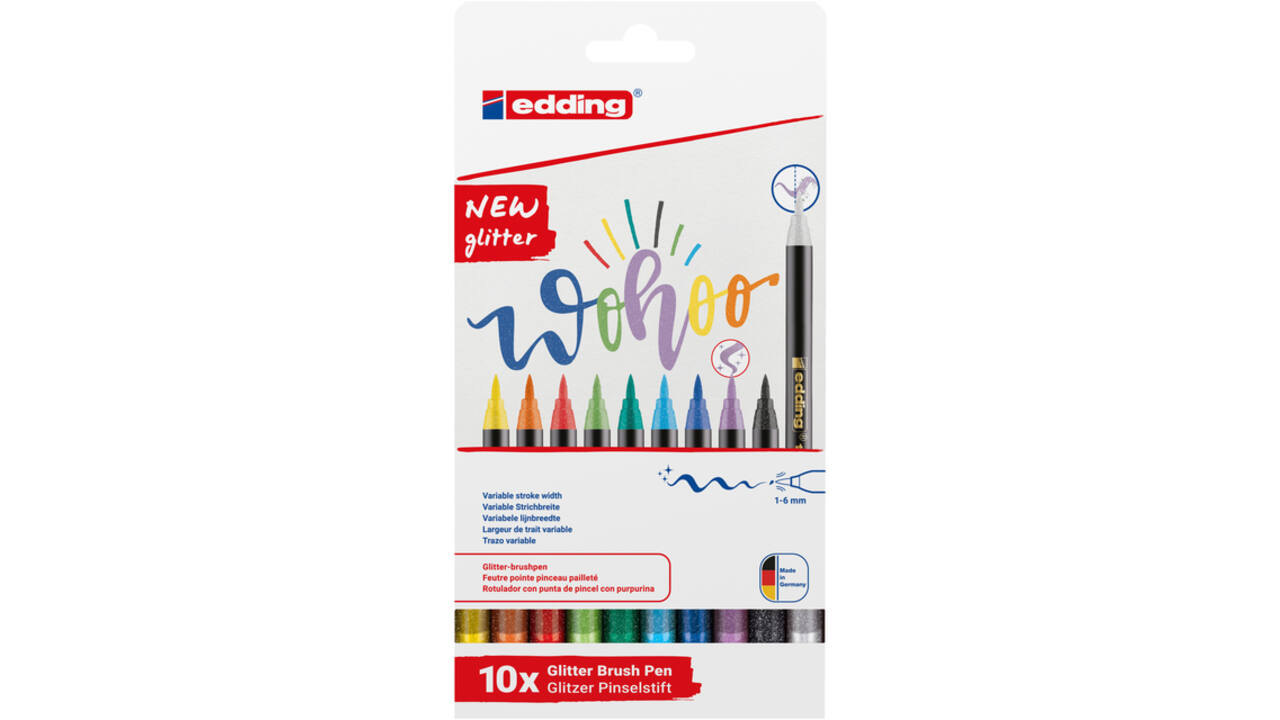 Brushpen edding 1340 glitter assorti set à 10 stuks