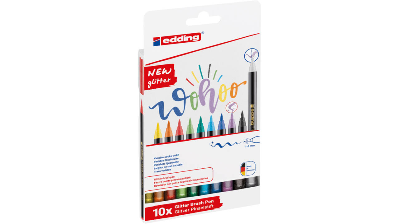 Brushpen edding 1340 glitter assorti set à 10 stuks