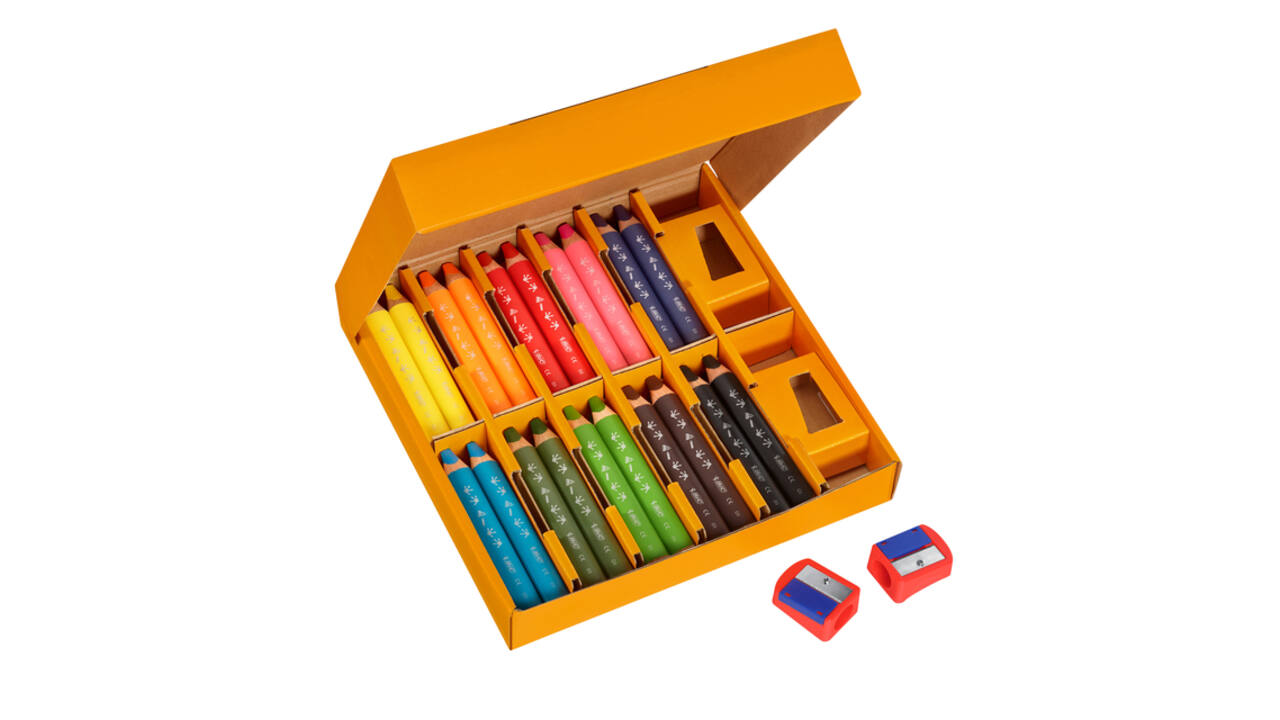 Kleurpotloden Bickids Multi Surface + 2 puntenslijpers ass 10kl 40st