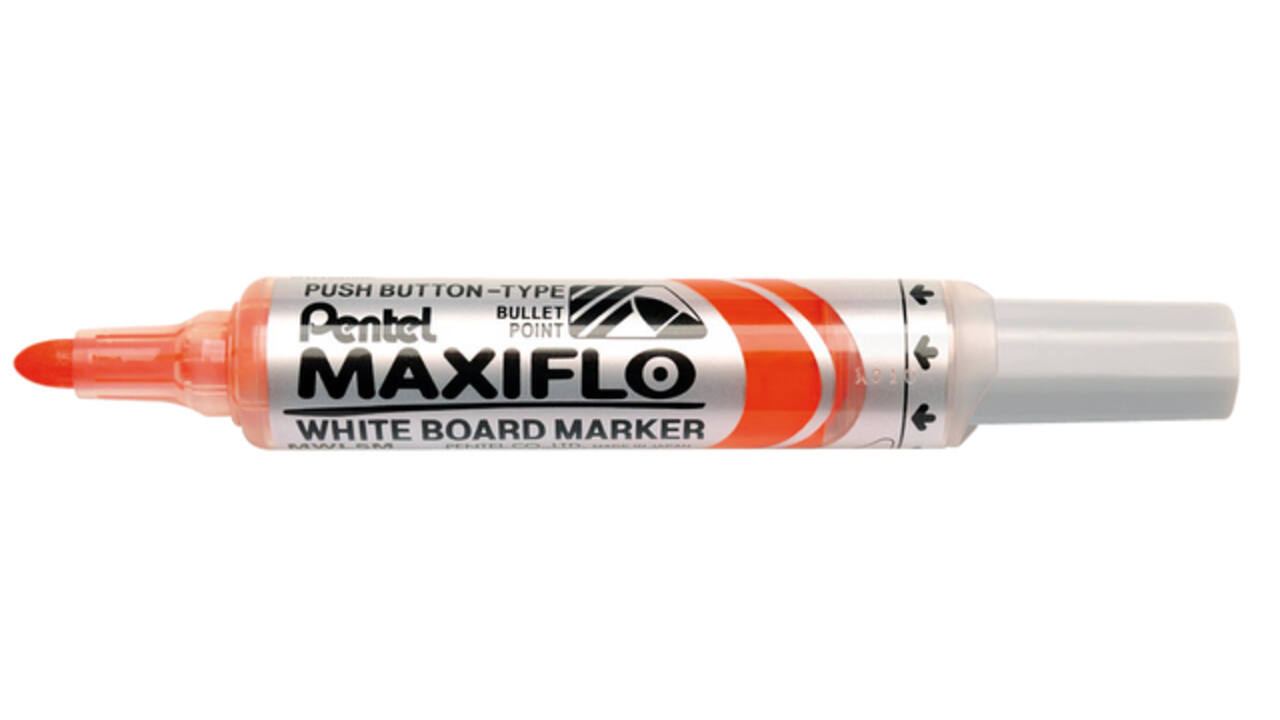 Whiteboardmarker Pentel MWL5M Maxiflo rond 3mm oranje
