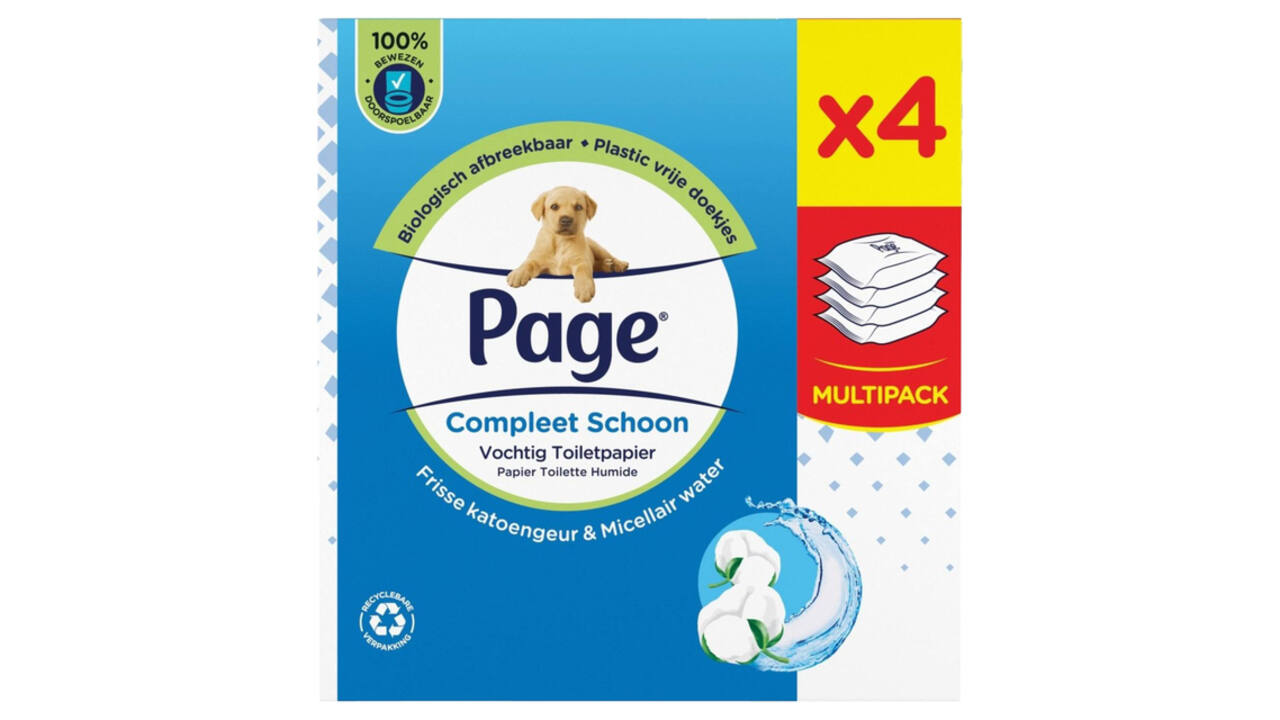 Vochtig toiletpapier Page Compleet Schoon 4 pakken à 38 vel