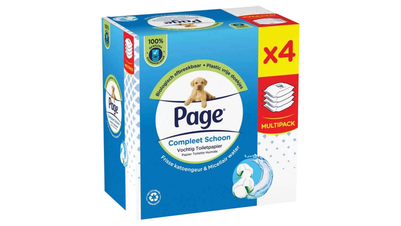 Vochtig toiletpapier Page Compleet Schoon 4 pakken à 38 vel