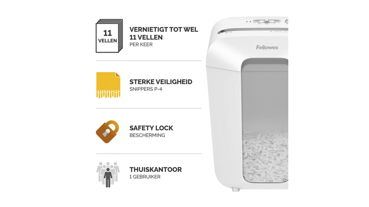 Papiervernietiger Fellowes Powershred LX70 snippers 4x40mm wit