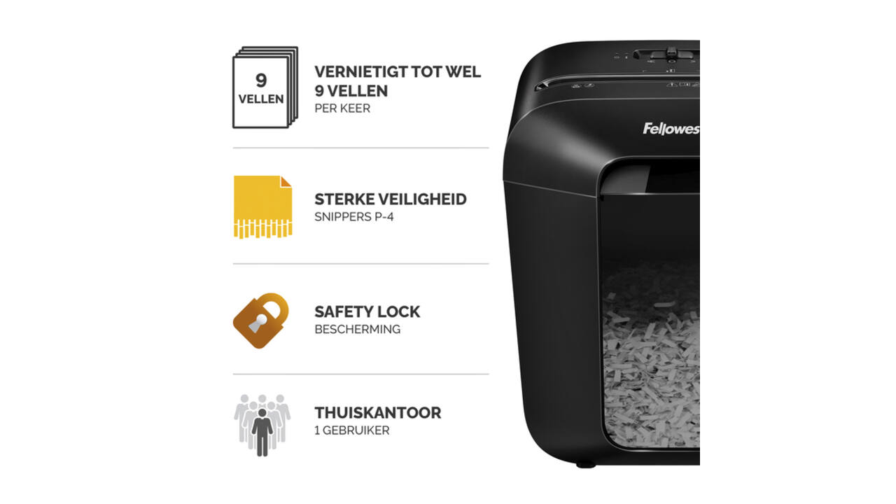 Papiervernietiger Fellowes Powershred LX50 snippers 4x37mm zwart