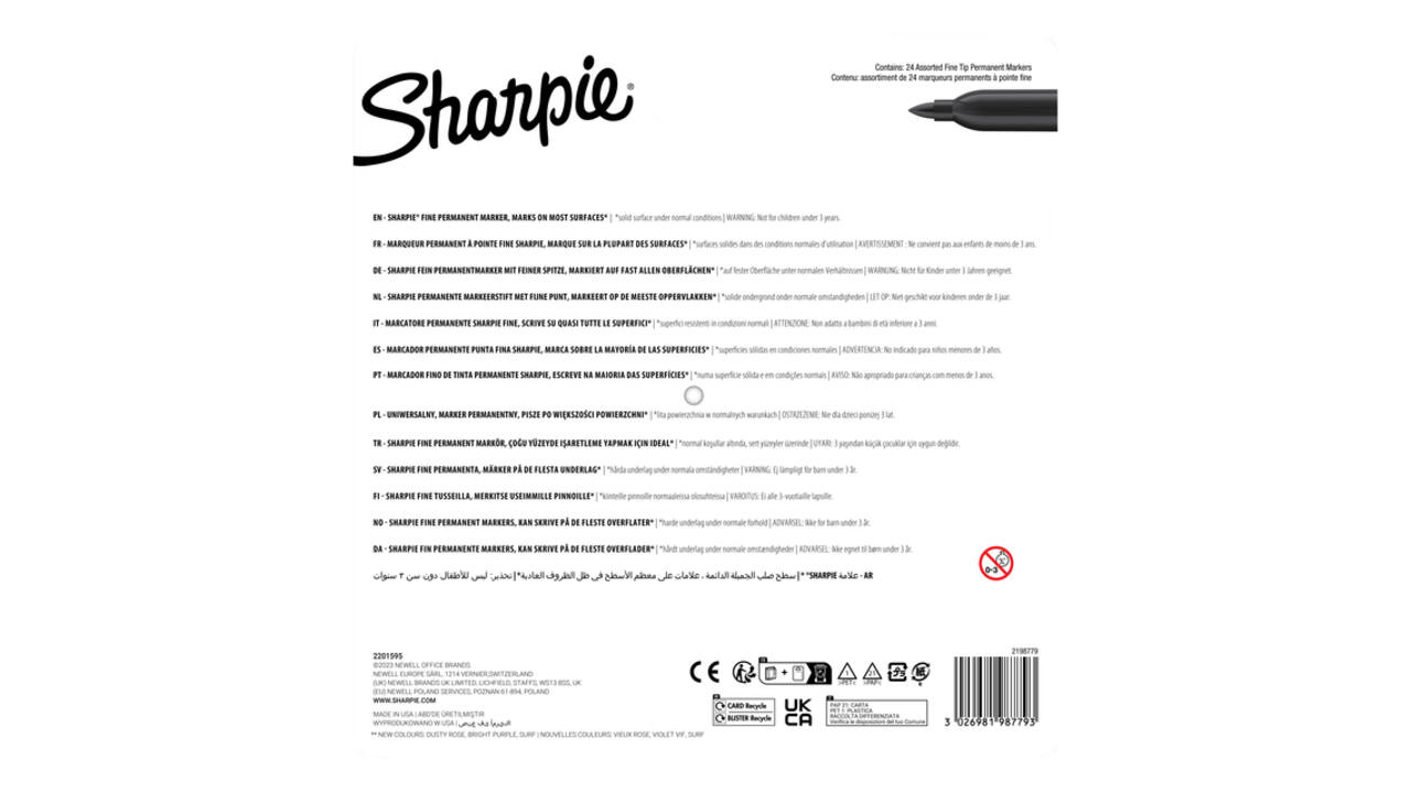 Viltstift Sharpie Glampop fijn assorti blister à 24 stuks