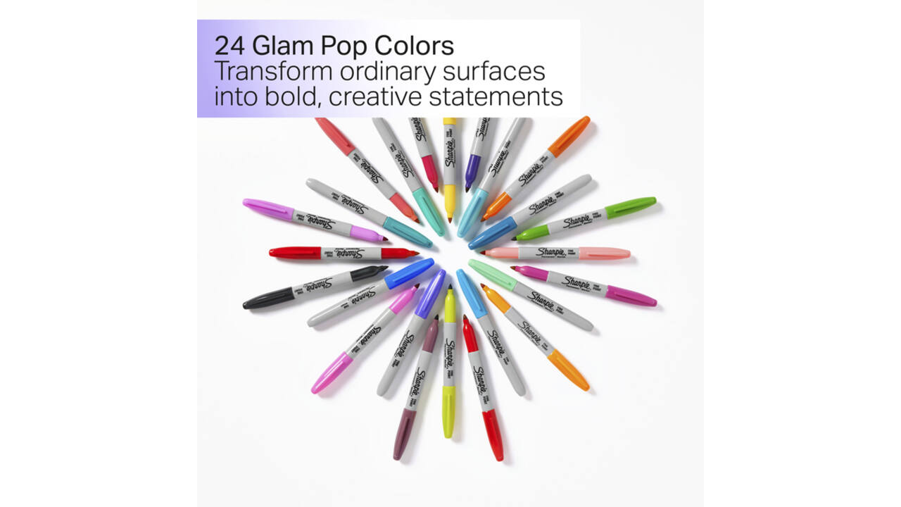 Viltstift Sharpie Glampop fijn assorti blister à 5 stuks