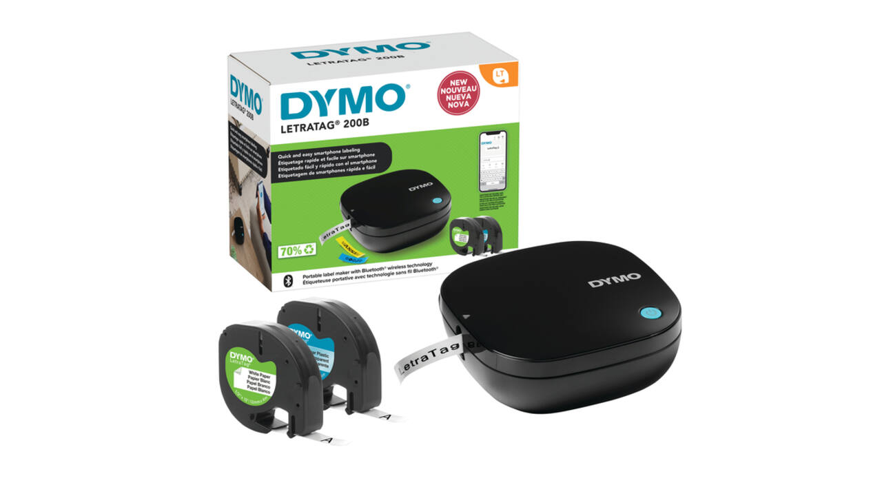 Labelprinter Dymo LetraTag 200B draagbaar bluetooth 12mm zwart promopack