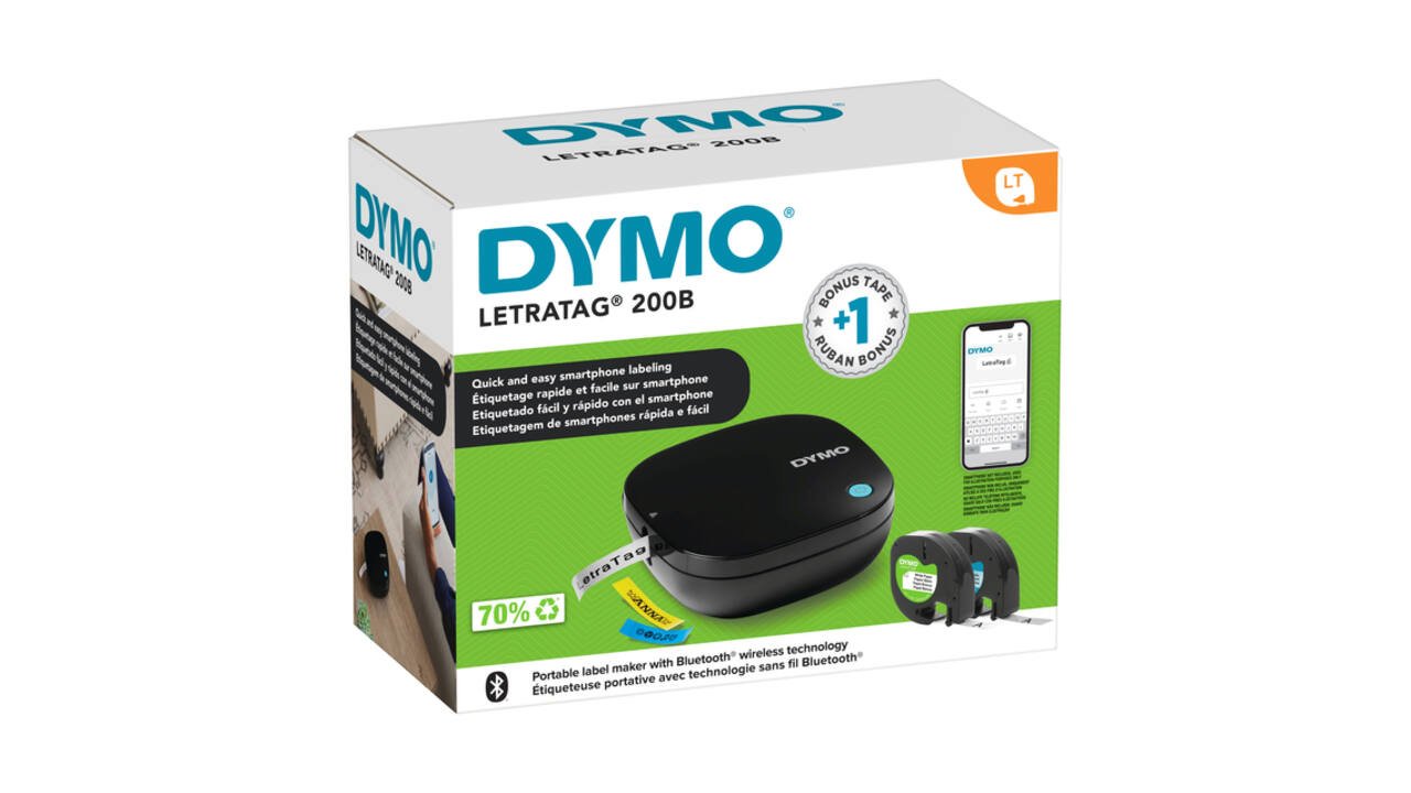 Labelprinter Dymo LetraTag 200B draagbaar bluetooth 12mm zwart promopack