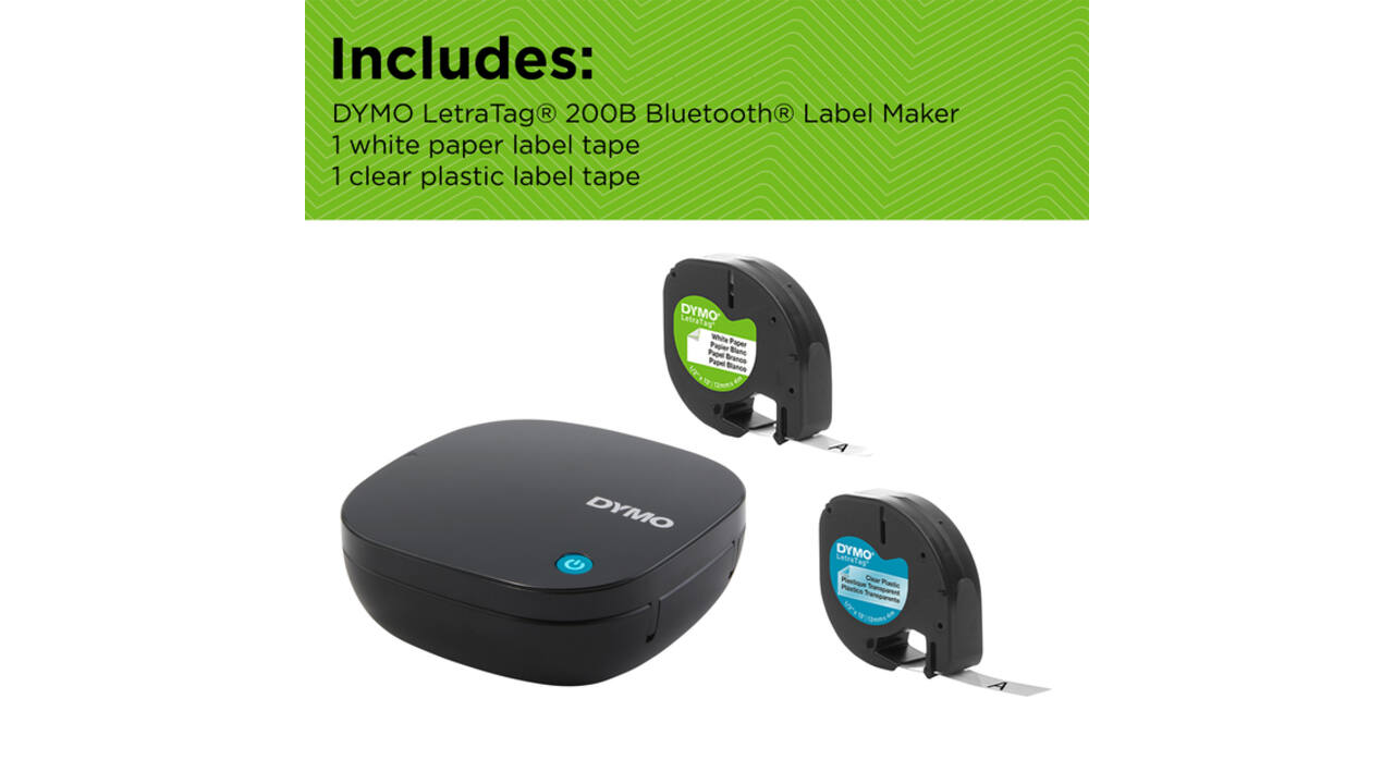 Labelprinter Dymo LetraTag 200B draagbaar bluetooth 12mm zwart promopack
