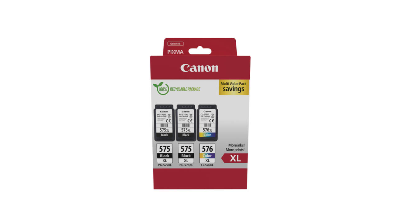 Inktcartridge Canon PG-575XL + CL-576XL 2x zw+kleur