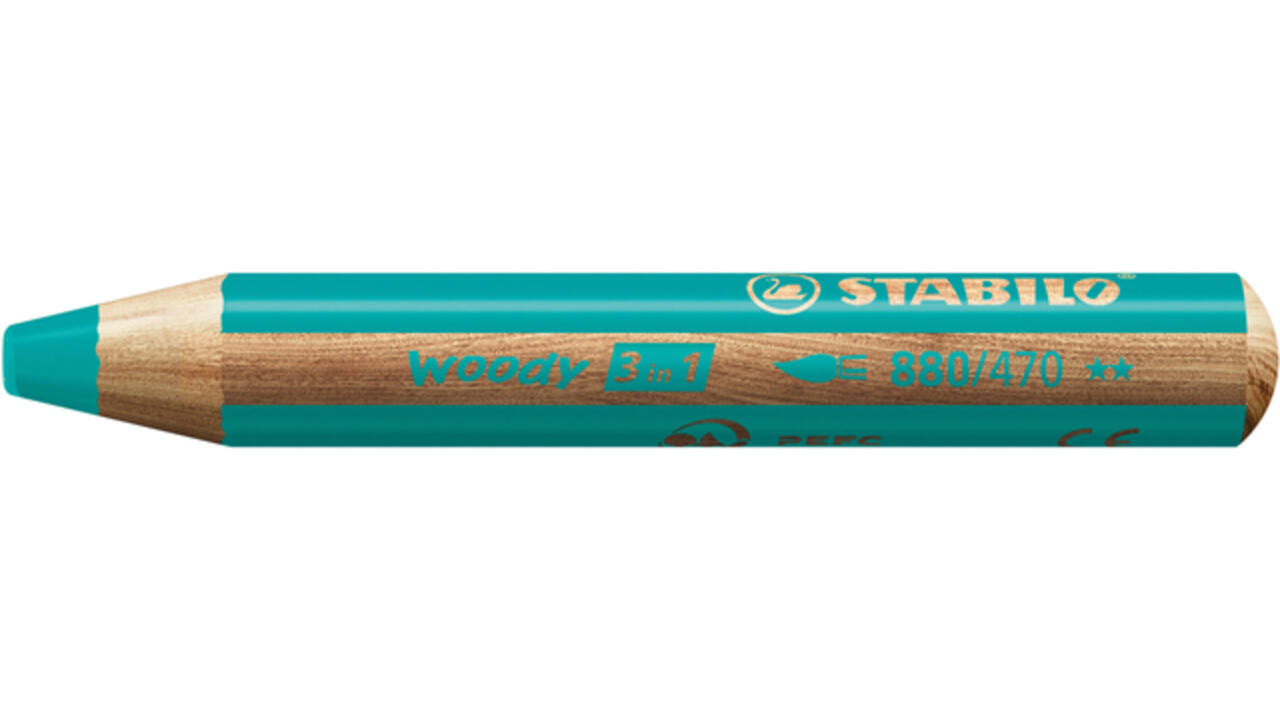 Kleurpotloden STABILO 880 woody 3 in 1 multitalent turquois