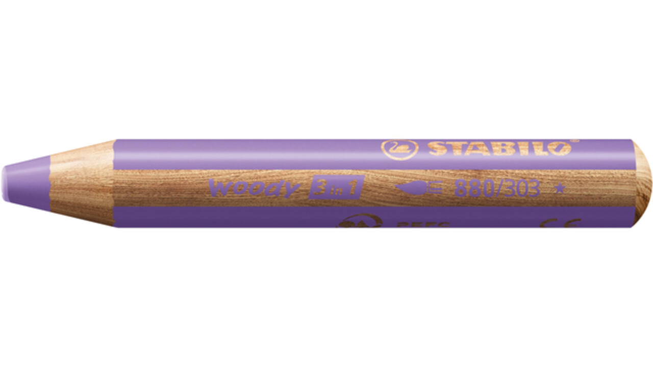Kleurpotloden STABILO 880 woody 3 in 1 multitalent pastel lila