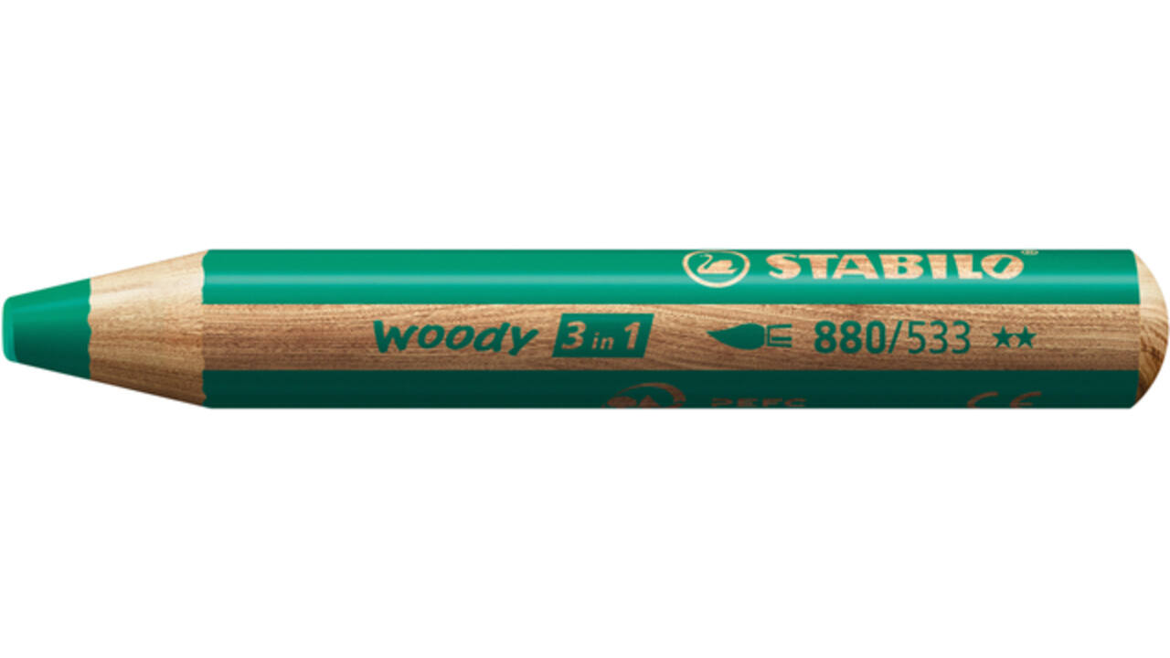 Kleurpotloden STABILO 880 woody 3 in 1 multitalent groen