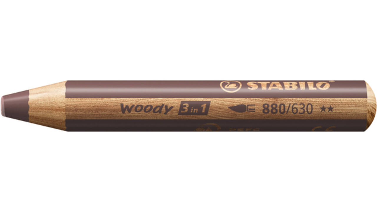 Kleurpotloden STABILO 880 woody 3 in 1 multitalent bruin