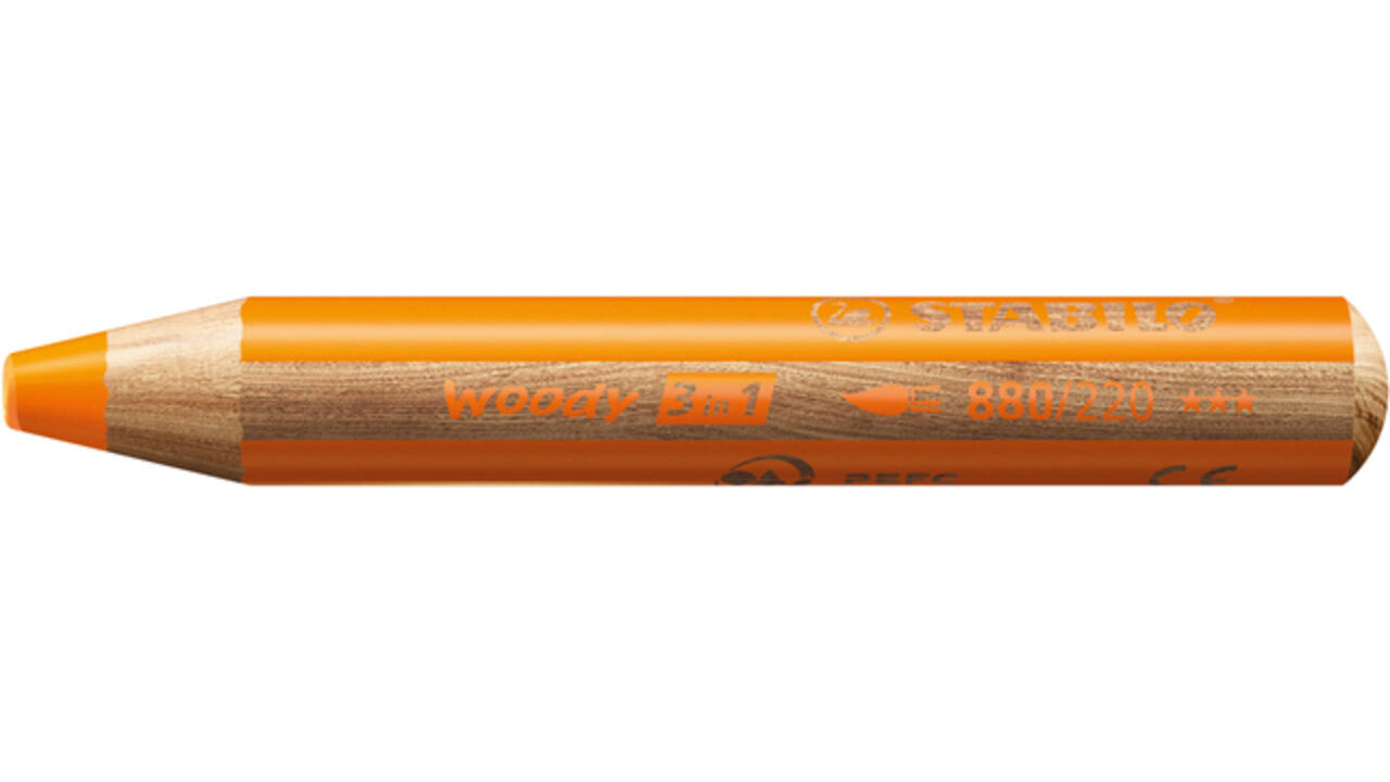 Kleurpotloden STABILO 880 woody 3 in 1 multitalent oranje