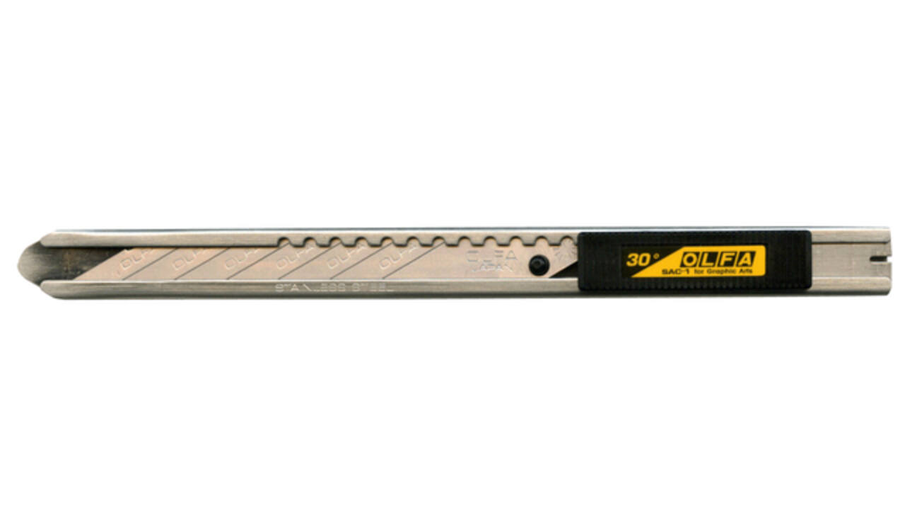 Snijmes Olfa SAC-1 9mm met metalen houder blister à 1 stuk