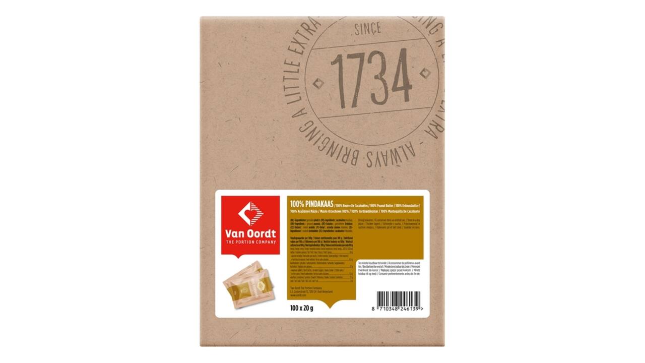 Pindakaas van Oordt 100% 100x20 gram