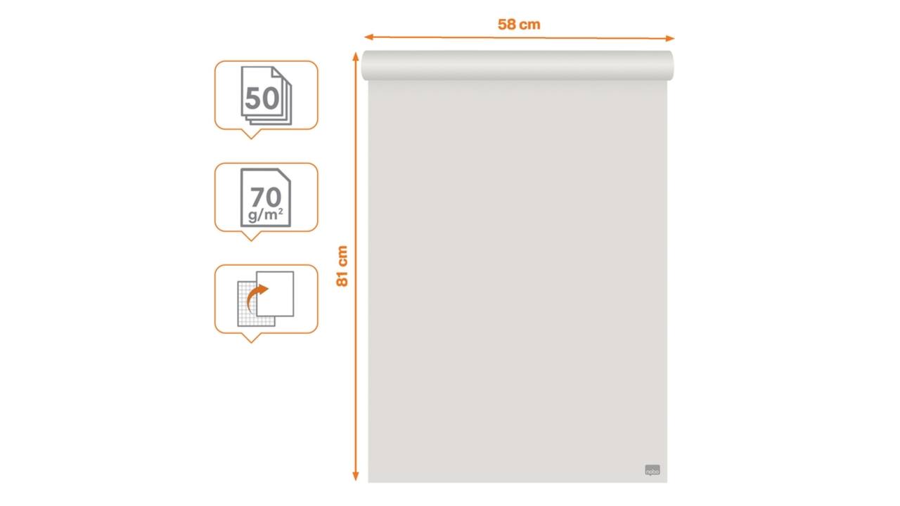 Flipoverpapier Nobo gerecycled 58x81cm dubbelzijdig rol 50 vel