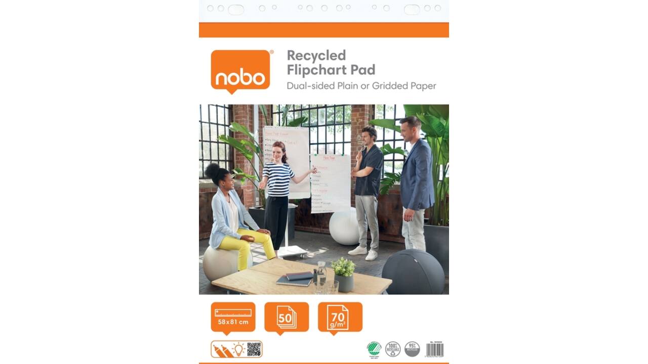 Flipoverpapier Nobo gerecycled 58x81cm dubbelzijdig rol 50 vel