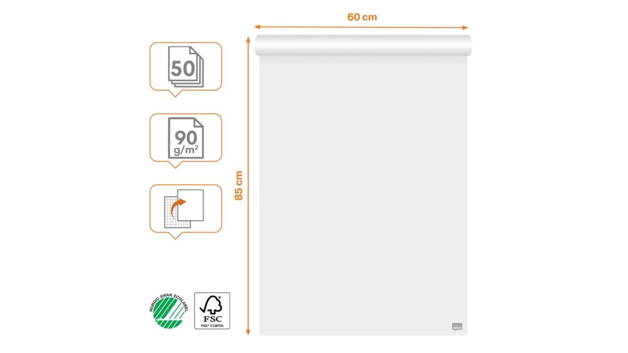 Flipoverpapier Nobo premium 60x85cm dubbelzijdig rol 50 vel