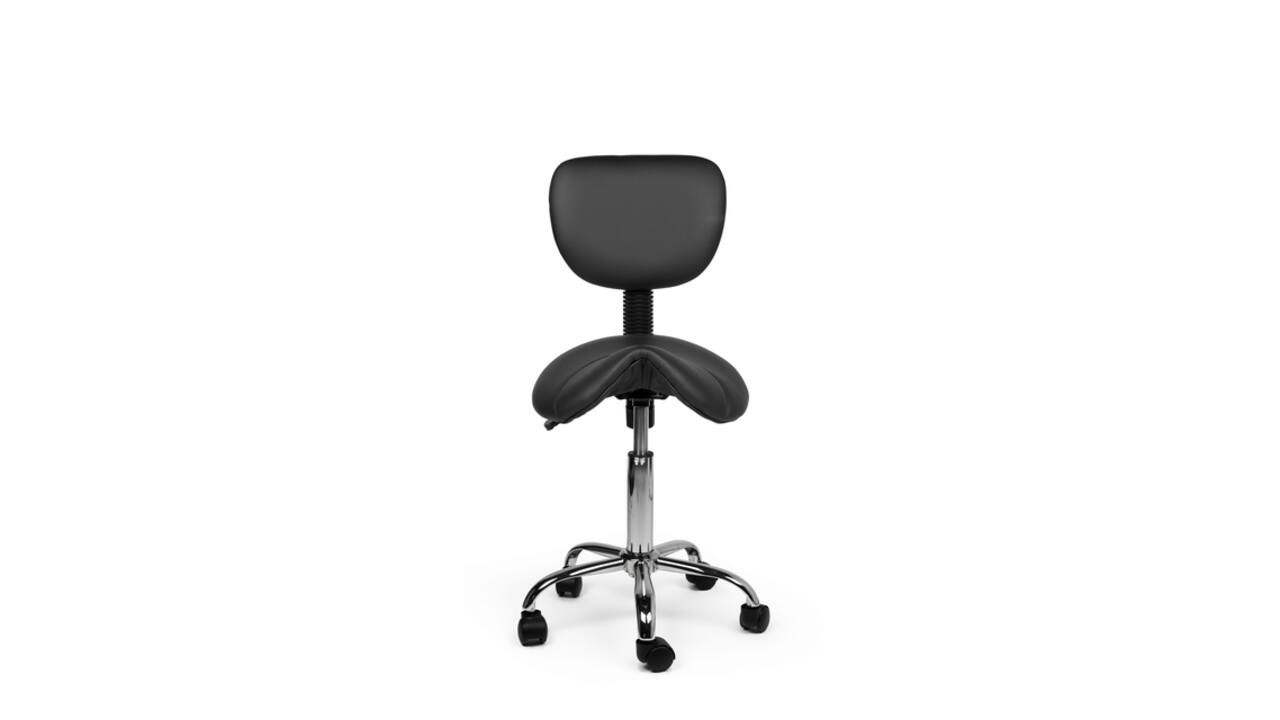 Zadelkruk Office rugleuning laag harde wielen zw