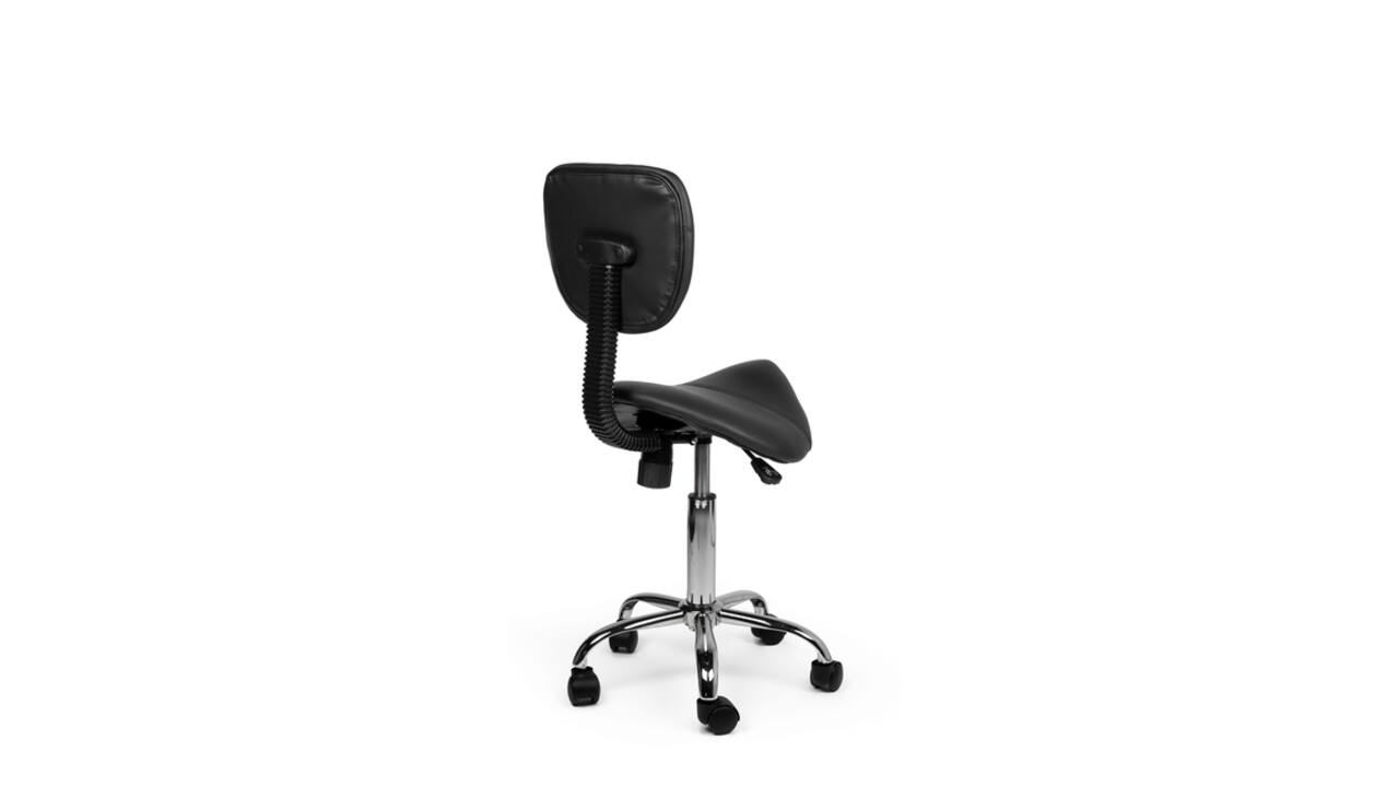 Zadelkruk Office rugleuning laag harde wielen zw