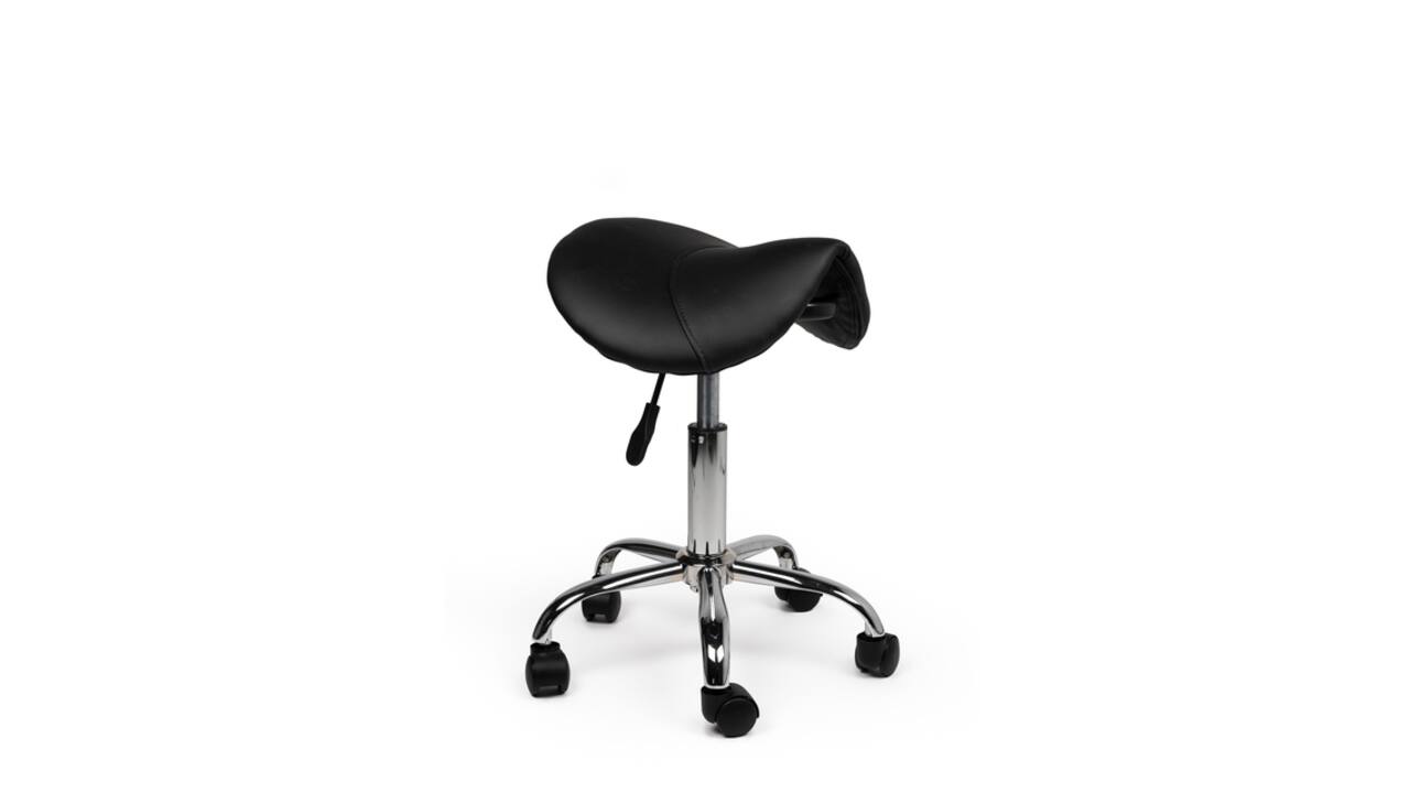 Zadelkruk Office laag harde wielen zw