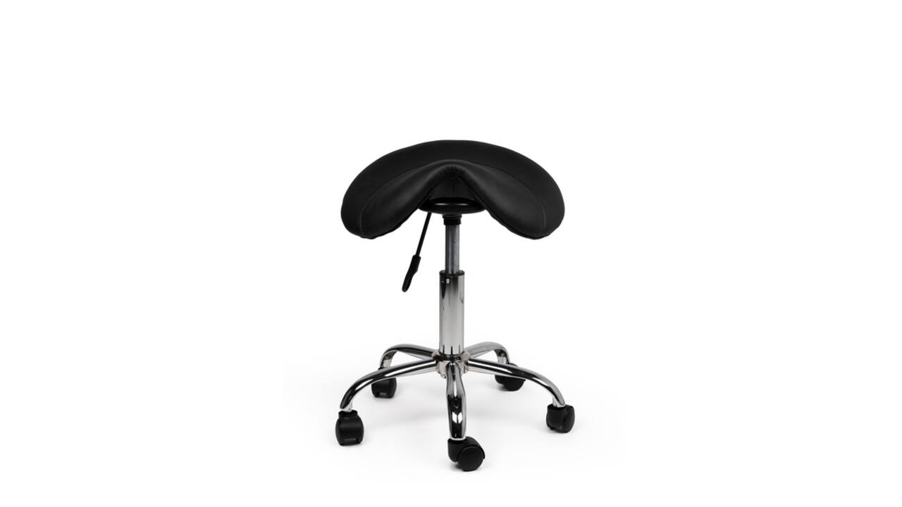 Zadelkruk Office laag harde wielen zw