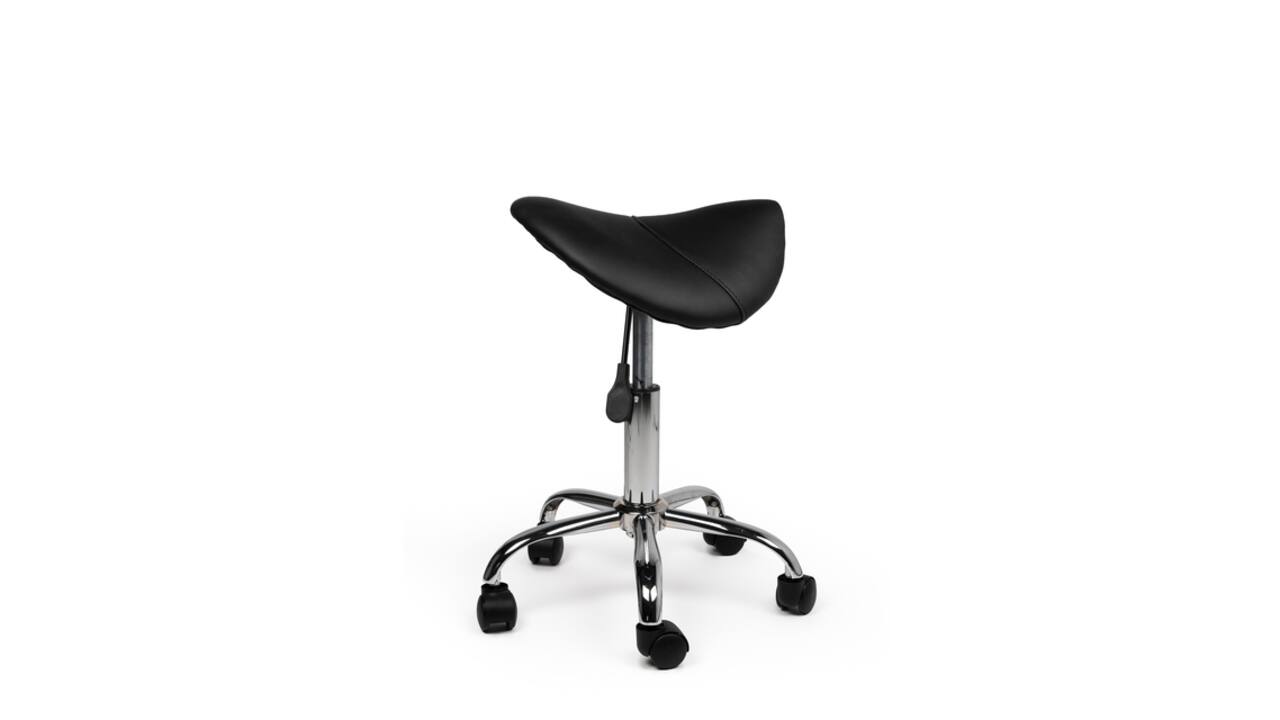 Zadelkruk Office laag harde wielen zw