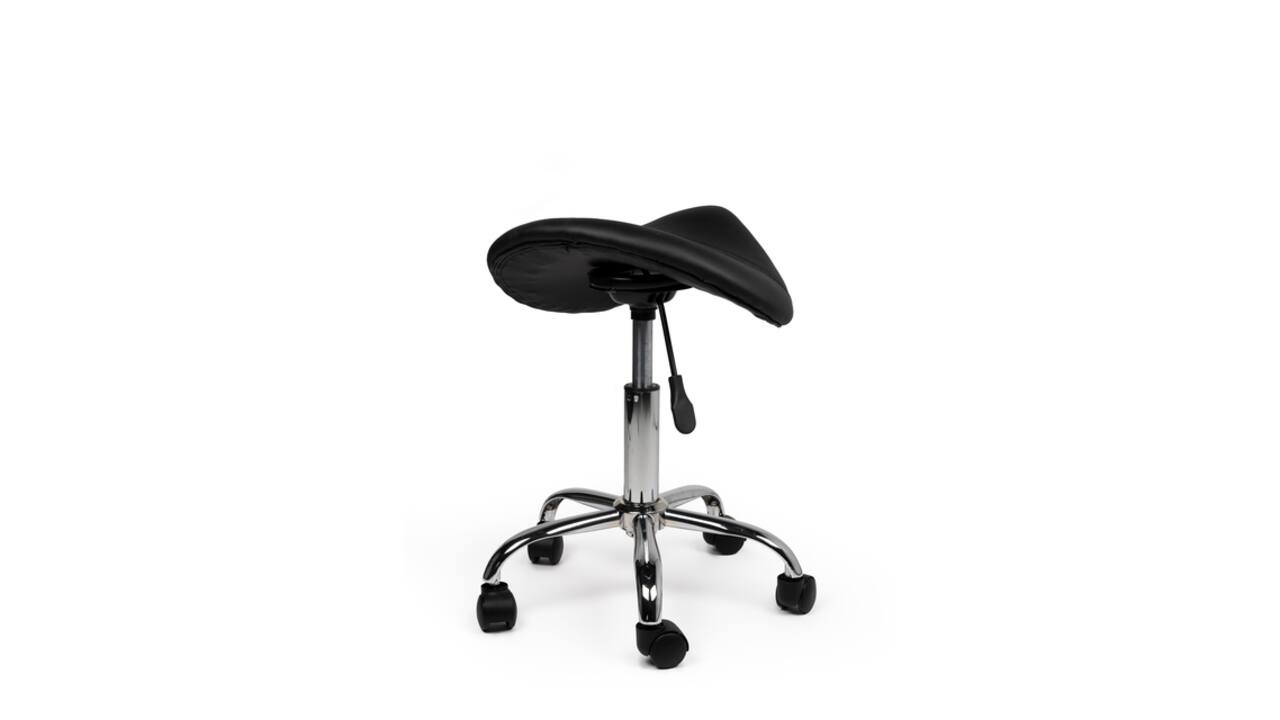 Zadelkruk Office laag harde wielen zw