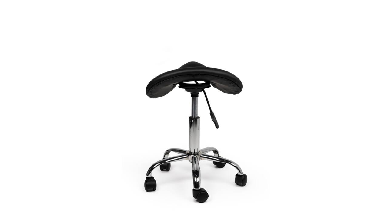 Zadelkruk Office laag harde wielen zw