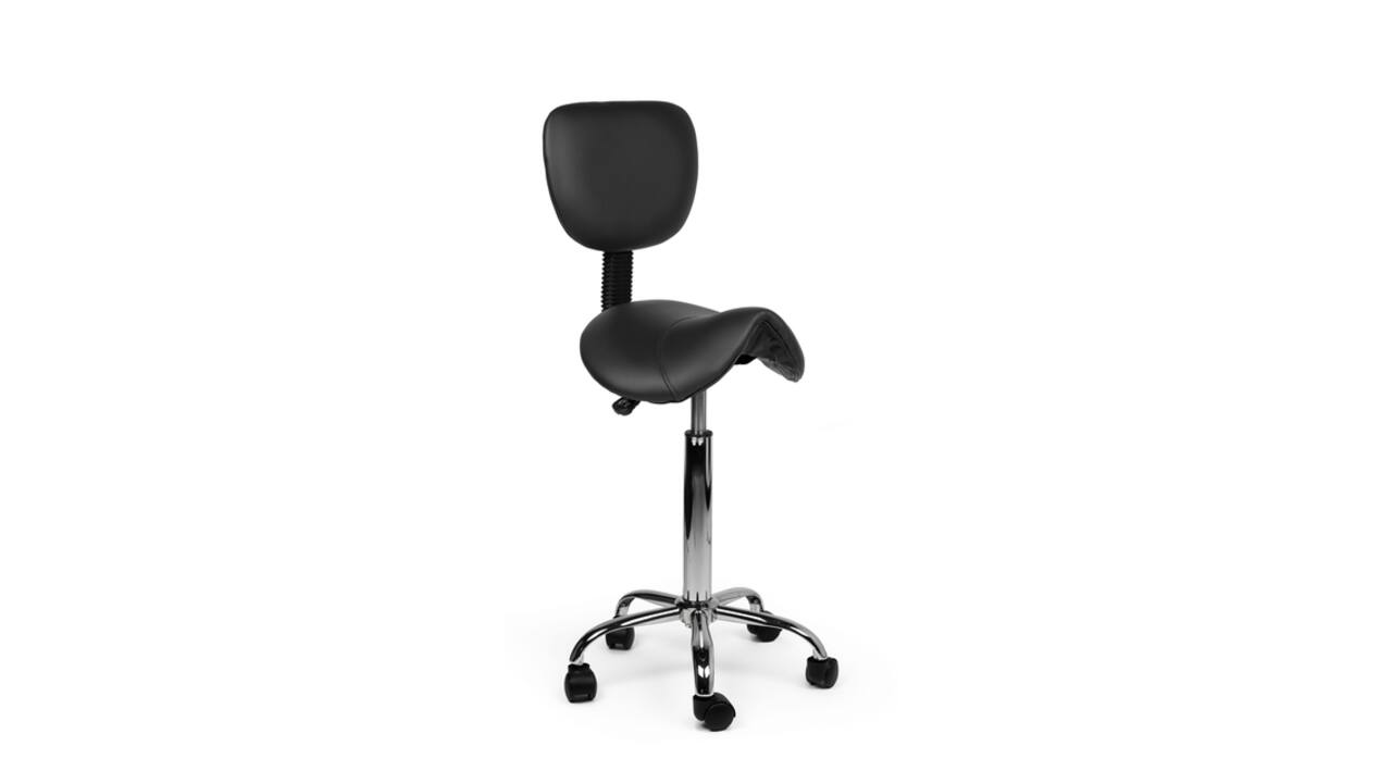 Zadelkruk Office rugleuning medium harde wielen zw