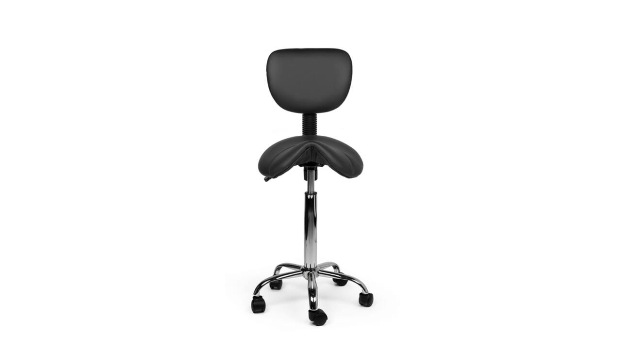 Zadelkruk Office rugleuning medium harde wielen zw