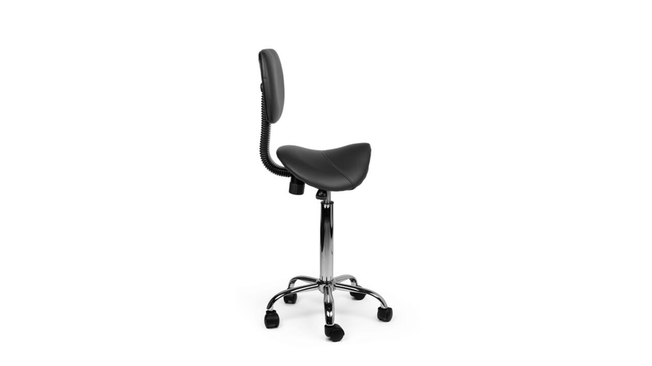 Zadelkruk Office rugleuning medium harde wielen zw