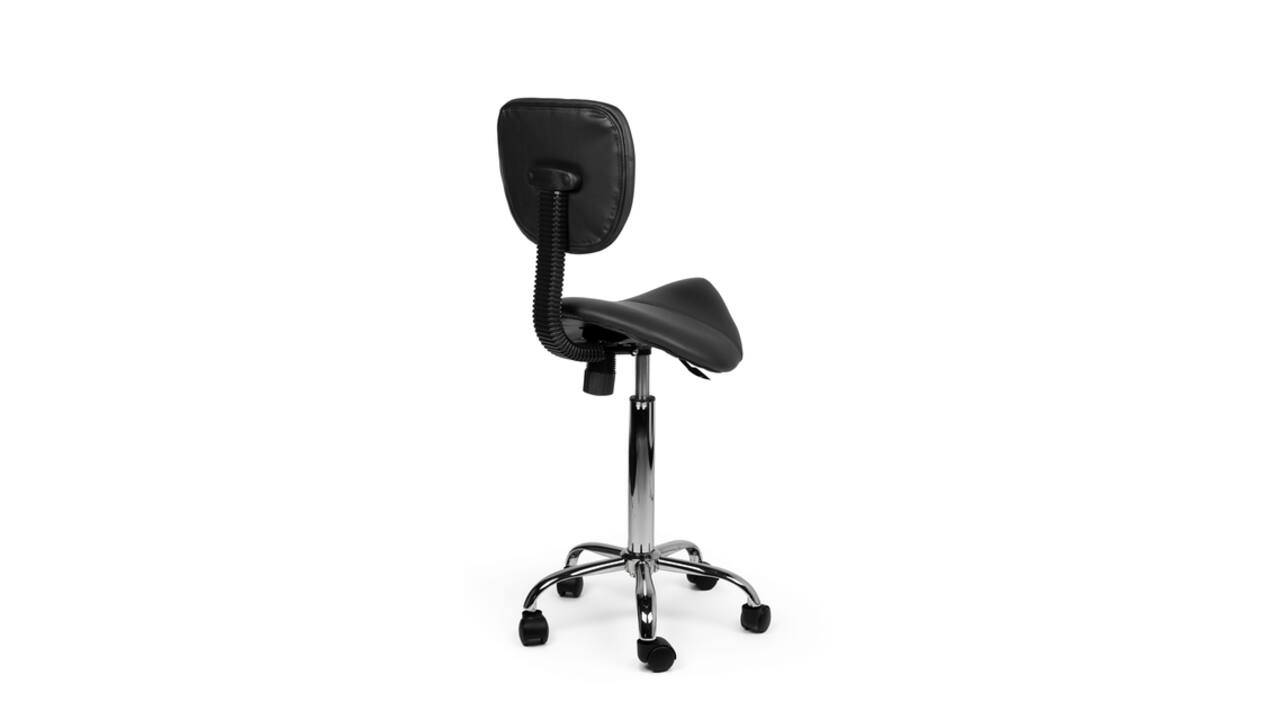 Zadelkruk Office rugleuning medium harde wielen zw