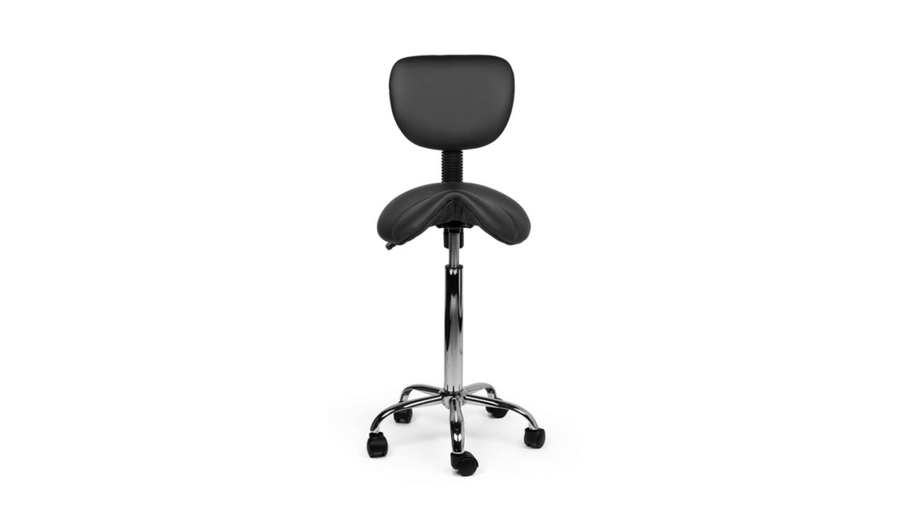 Zadelkruk Office rugleuning hoog harde wielen zw