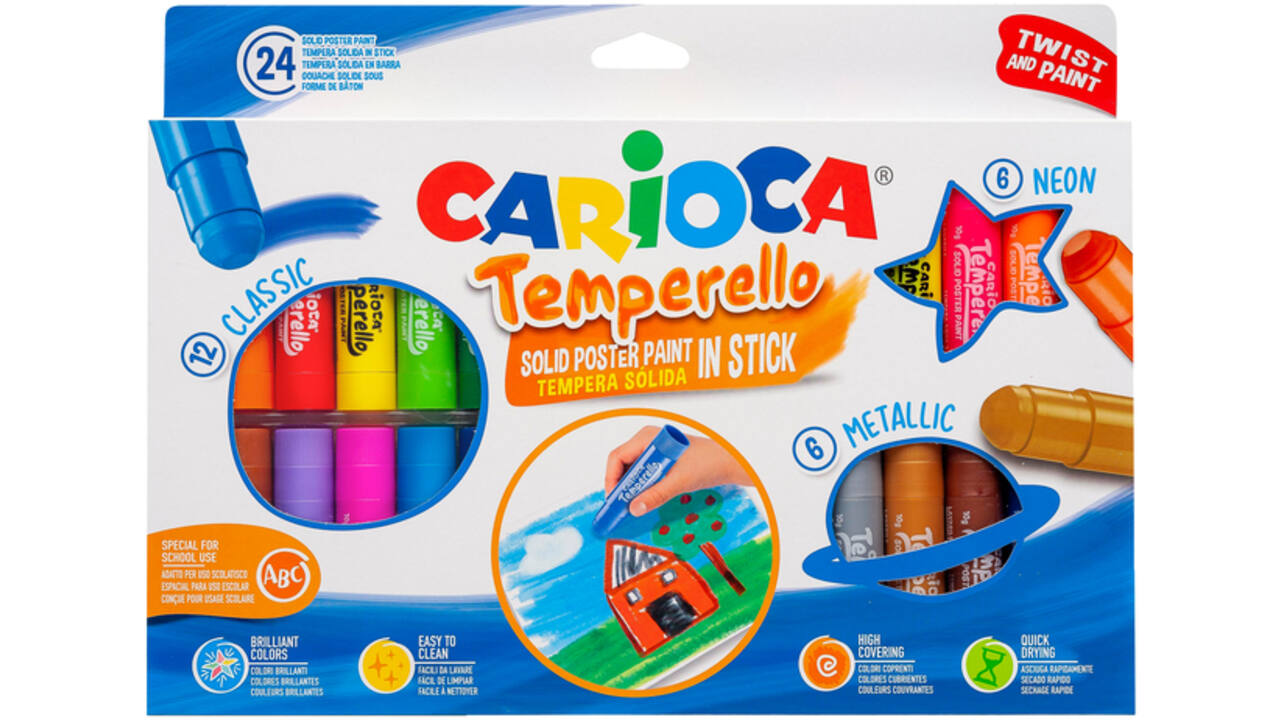 Verfstift Carioca Temperello set à 24 kleuren