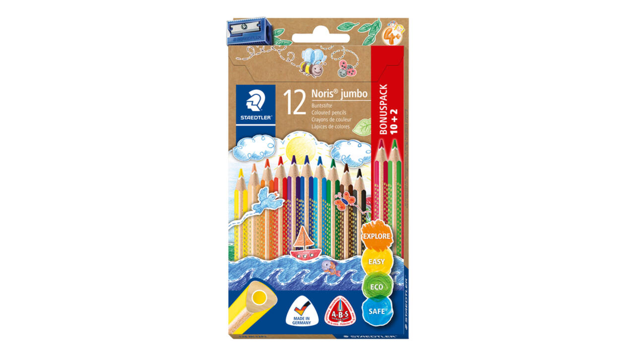 Kleurpotloden Staedtler Noris jumbo set à 10+2 kleuren gratis
