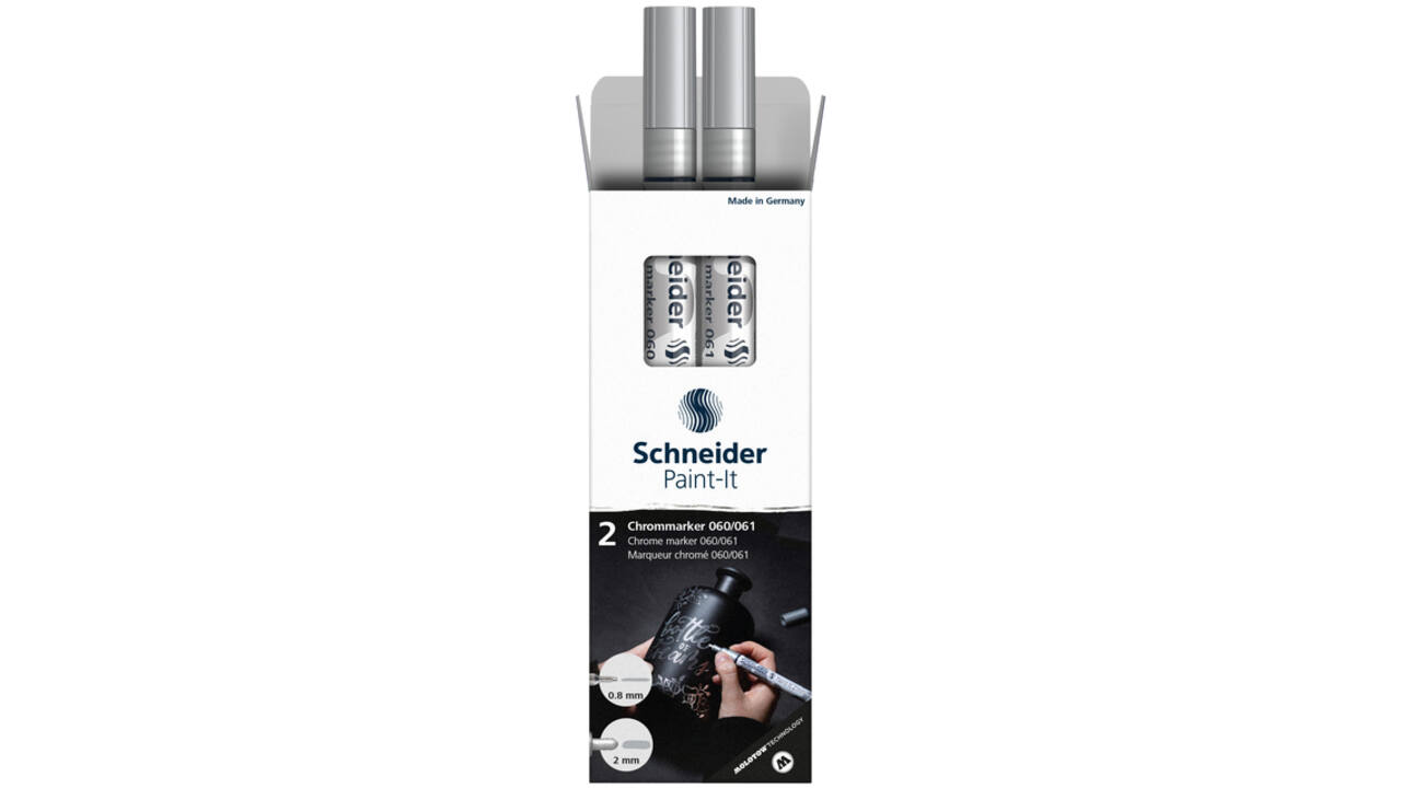 Viltstift  Schneider Paint-it 060 - 061 2.0mm en 0.8mm mtl chrome 2st
